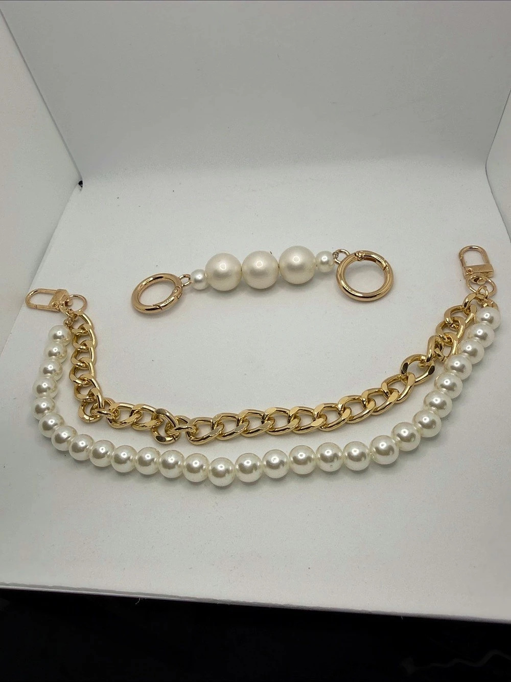 Faux Pearl Gold-Tone Chain bag charms